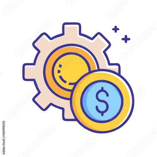 Coin with Settings Gear Finance Icon Design