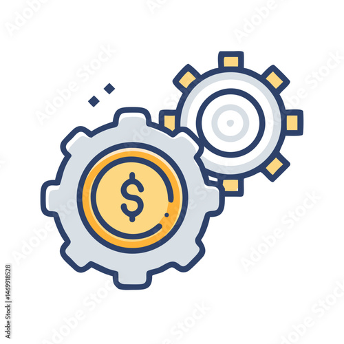 Coin with Settings Gear Finance Icon Design