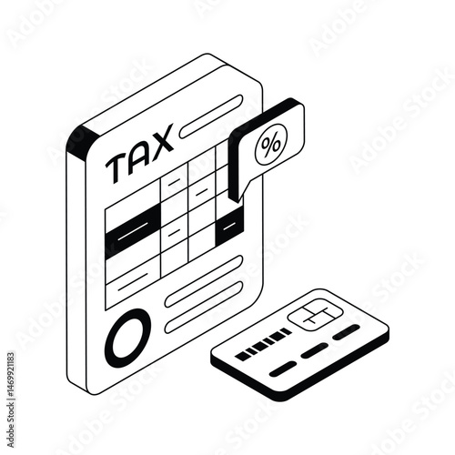 Here is an isometric outline icon depicting tax report