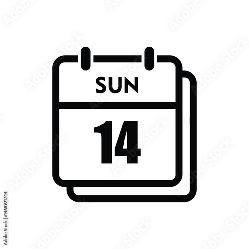 calender icon, 14 sunday icon with white background