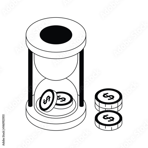 Get this trendy isometric icon of time is money