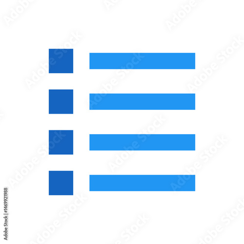Blue list icon with squares and horizontal lines representing a menu or checklist interface element here