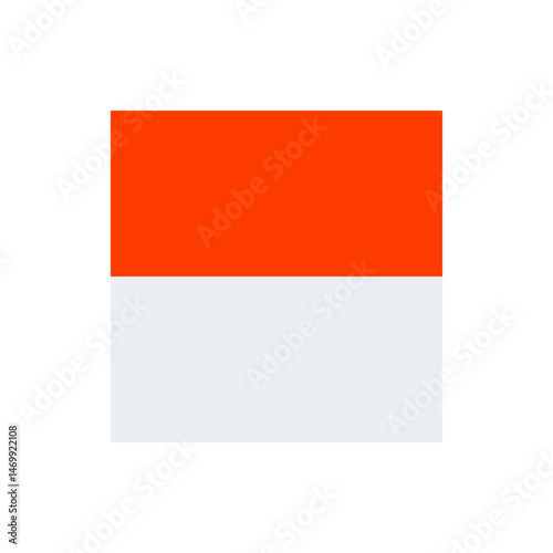 Horizontal bicolor flag featuring a vibrant orange upper band and a clean white lower band in a simple design