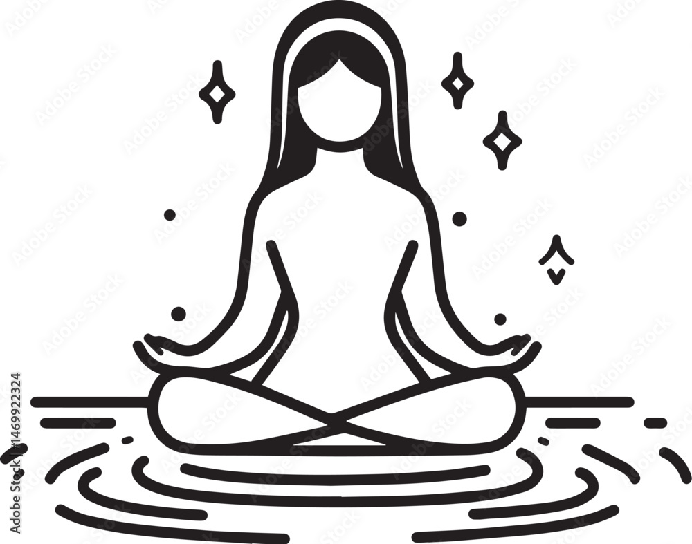 Meditation icon with person sitting cross-legged Meditation icon with person sitting cross-legged