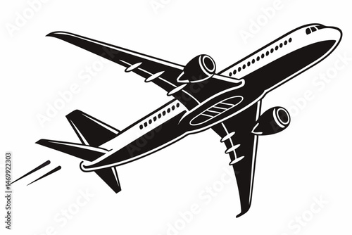airplane sihouette black vector