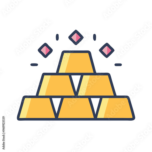 Gold Bullion Wealth Investment Icon Design