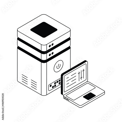 Grab this latest isometric icon of business server