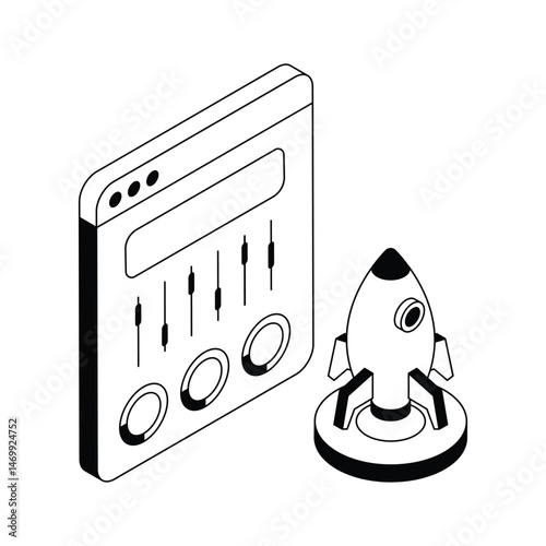 A well designed isometric outline icon of business launch