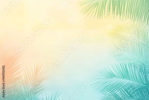 Tropical Palm Leaves with Gradient Background