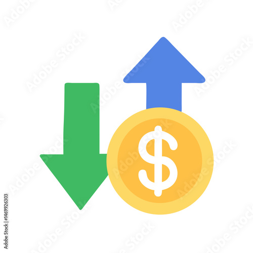 Dollar Currency Growth Direction Icon Design