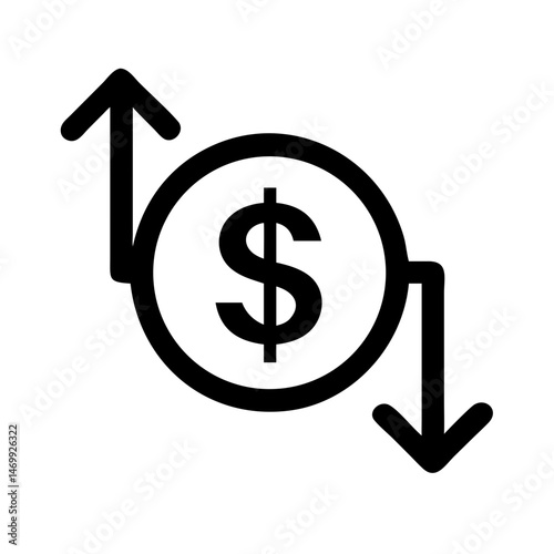 Dollar Currency Growth Direction Icon Design