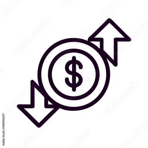 Dollar Currency Growth Direction Icon Design