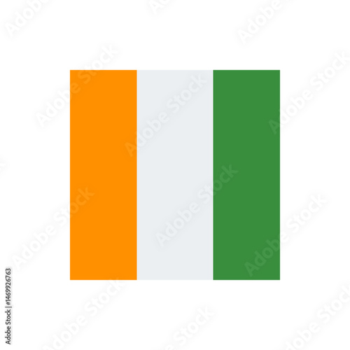 Illustration of a flag with three vertical bands of color including orange, white, and green shades shown