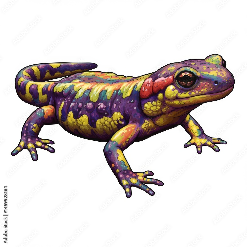 Obraz premium Colorful Pixel Art Salamander Illustration