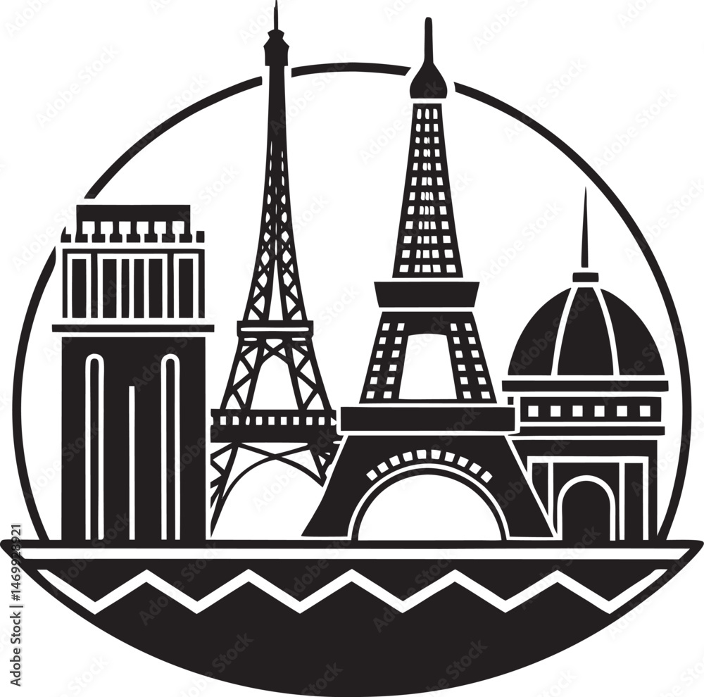 Obraz premium Minimalist city skyline design showing a beautiful urban landscape. Ideal for prints, branding, websites, and commercial projects.