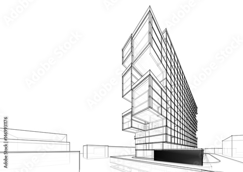 sketch of a modern building