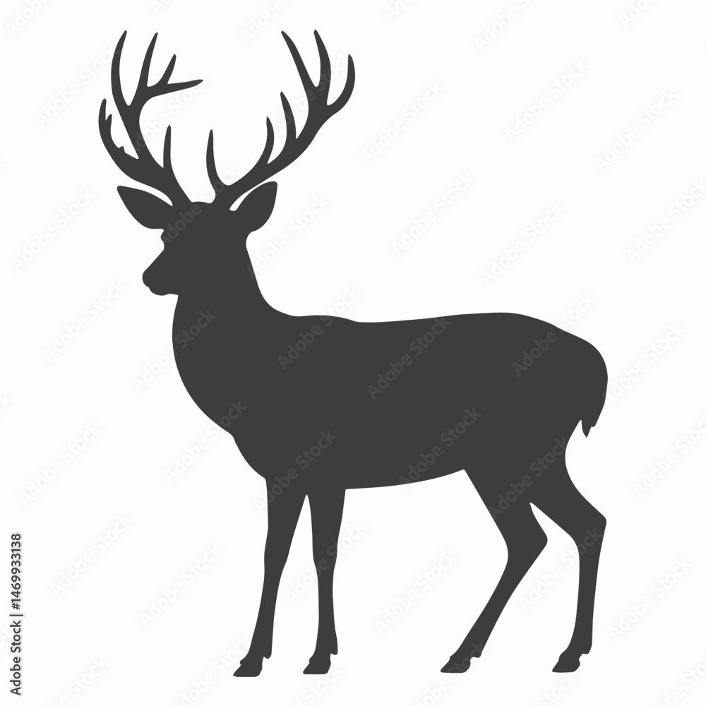 Fototapeta premium Majestic Deer Silhouette Elegant Antler Design Graphic