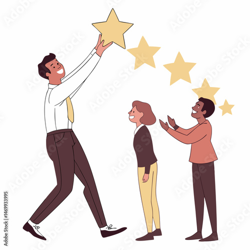Teacher awarding students with stars for achievement and positive reinforcement