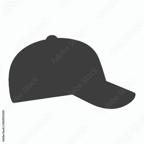 Simple Side View Silhouette of a Baseball Cap