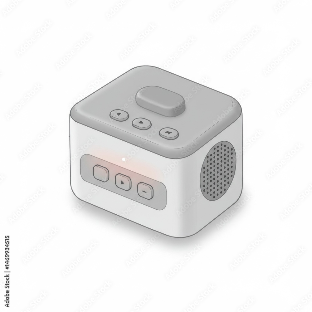 Fototapeta premium Grey and White Portable Bluetooth Speaker Isometric Illustration