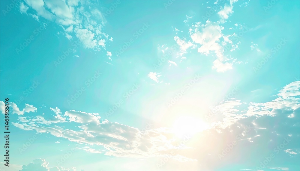 Naklejka premium Sunshine over a tranquil sky natural landscape cloudy atmosphere bright environment aerial view serenity and peace