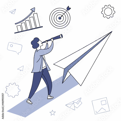 Steering the course business leader navigating financial success strategy concept illustration