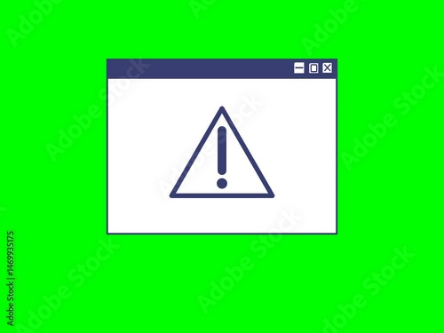 Retro Computer Warning Triangle Pop Up Animation