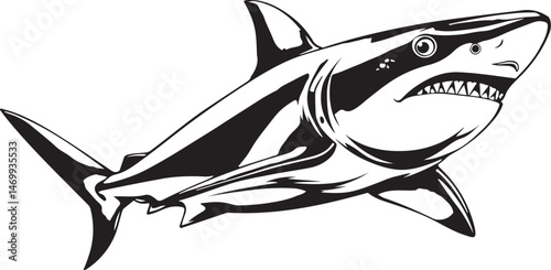 shark vector illustration drawing black color