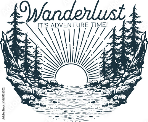 Wanderlust adventure time travel vector art t shirt design illustration