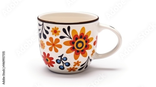 Colorful Floral Mug on the white background