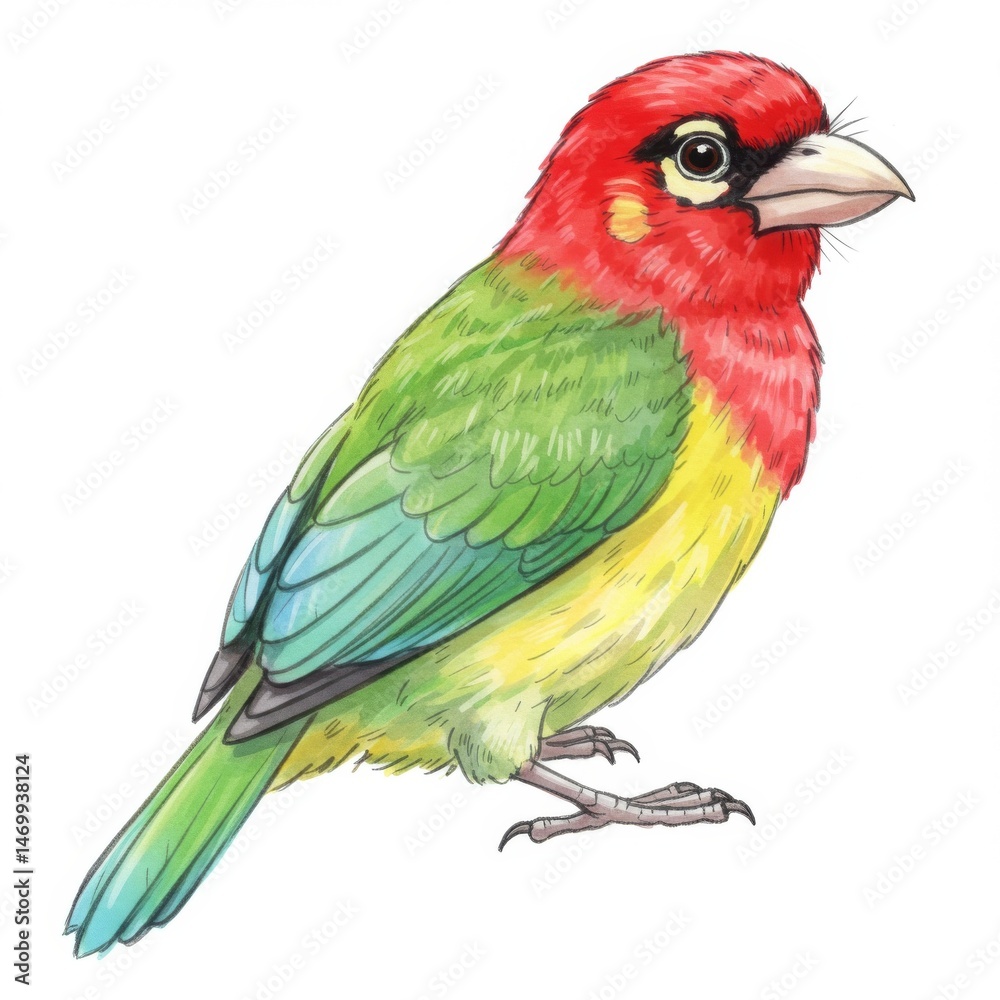Obraz premium Colorful Tropical Bird Watercolor Illustration