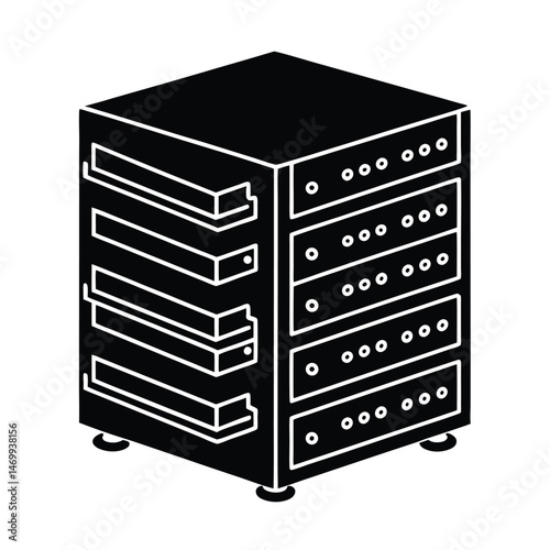 Server Rack Tech Glowing Vector Illustration