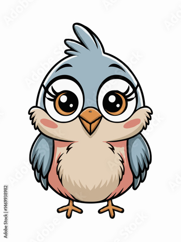 Wallpaper Mural Cute cartoon bird character with big eyes smiling   Torontodigital.ca