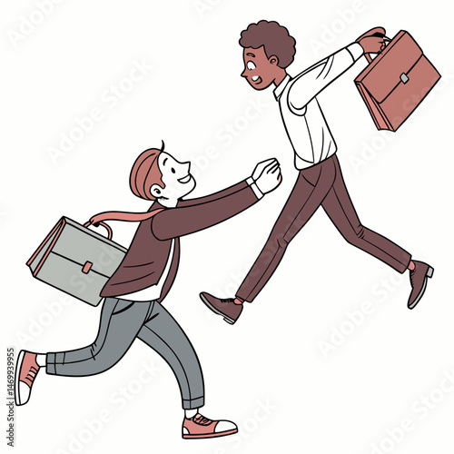 Business people climbing stairs together reaching for the goal achieving success and growth