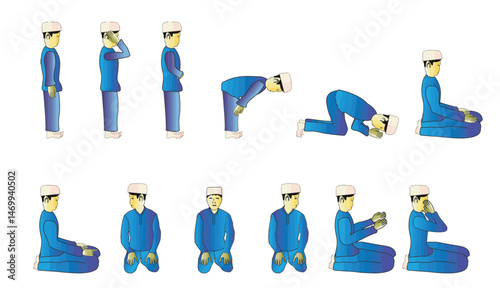 salat prayer position vector art