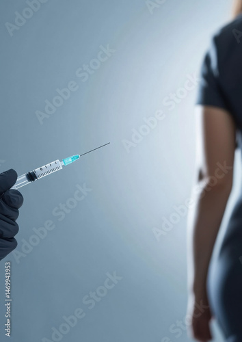 Medical professional administering vaccine clinical setting photography indoor close-up health awareness