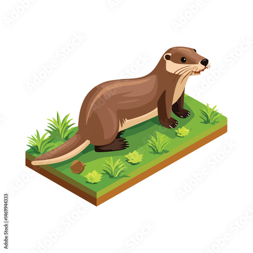 Otter Vector Illustration with Flat Design, Clean Line Art, and Modern Minimalist AestheticArt.