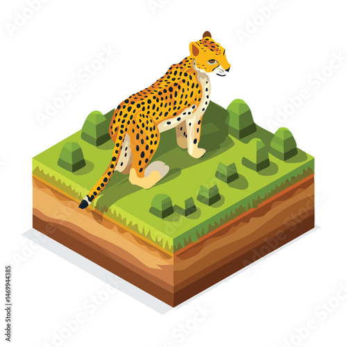Cheetah Vector Illustration with Flat Design, Clean Line Art, and Modern Minimalist AestheticArt.