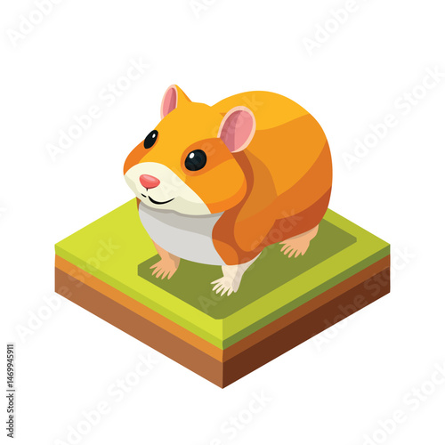 Syrian Hamster Vector Illustration with Flat Design, Clean Line Art, and Modern Minimalist AestheticArt.