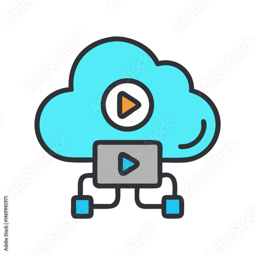 Cloud Streaming Media Icon Design