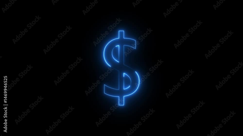 Abstract neon Dollar icon conceptual business animation background. Abstract neon Dollar icon conceptual business animation background.