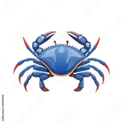 Blue Crab Vector Illustration with Flat Design, Clean Line Art, and Modern Minimalist AestheticArt.