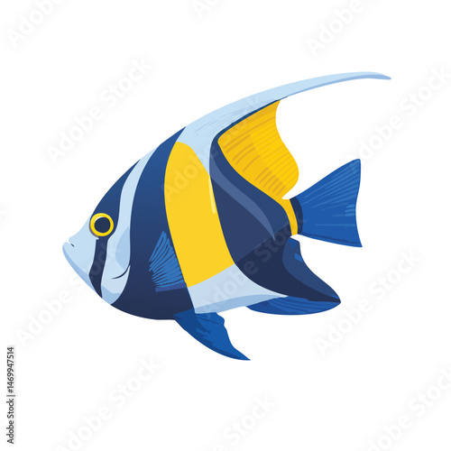 Angelfish  Vector Illustration with Flat Design, Clean Line Art, and Modern Minimalist AestheticArt.