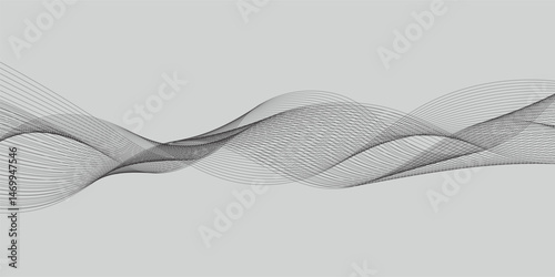 Abstract wavy grey blend liens technology abstract lines on white background. Digital frequency track equalizer. Vector illustration, Wavy stylized it make using blend tool.