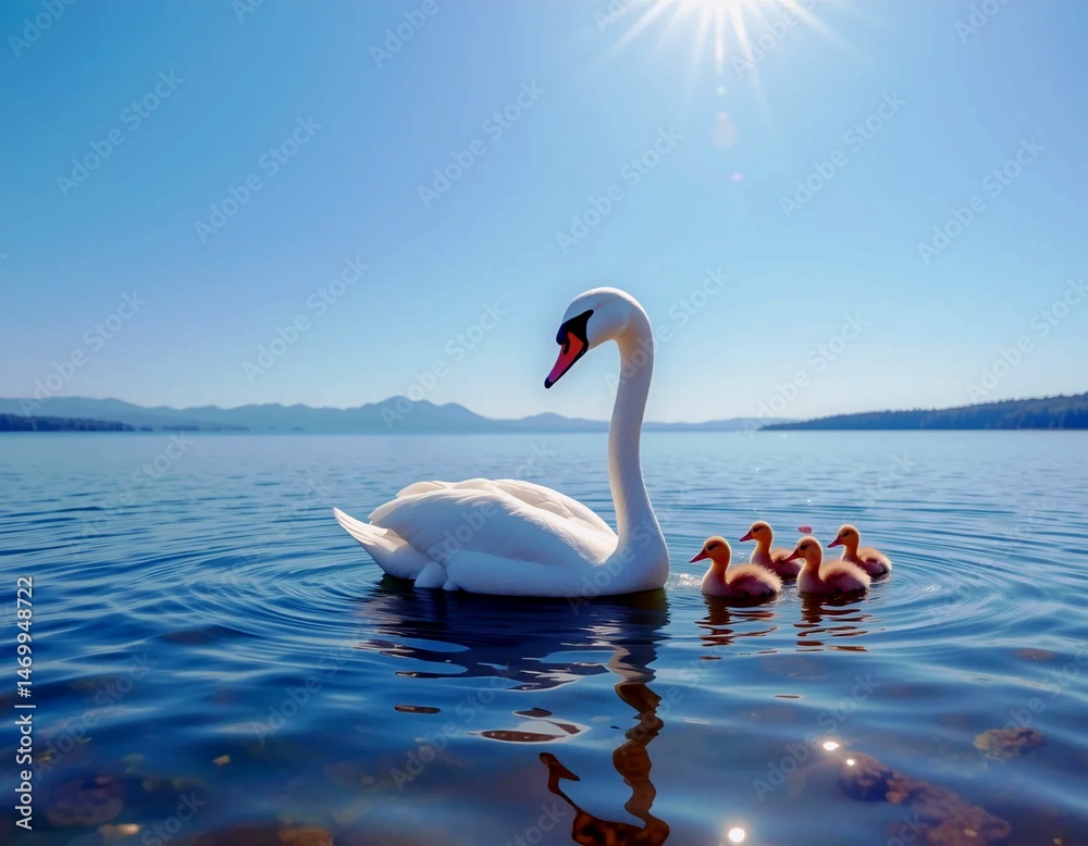 Fototapeta premium swans in the lake