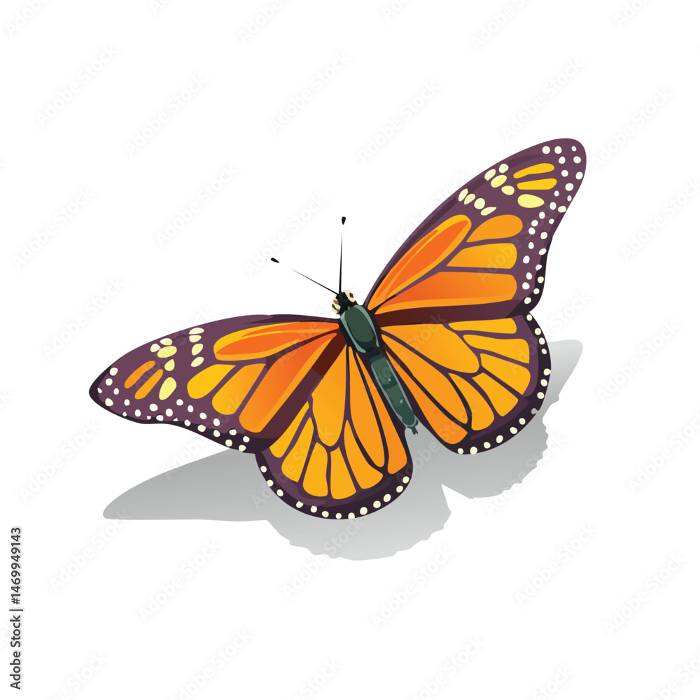 Fototapeta premium Monarch Butterfly Vector Illustration with Flat Design, Clean Line Art, and Modern Minimalist AestheticArt.