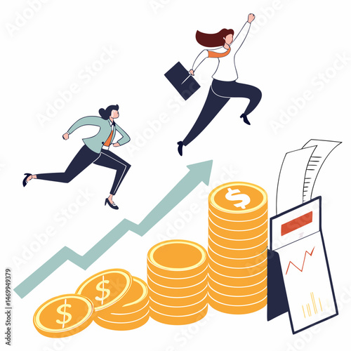 Overcoming financial obstacles businesspeople evading tax challenges concept illustration