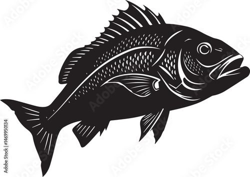 Vector illustration of a silhouette single snapper fish. 