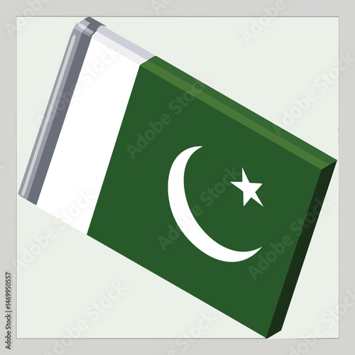 Pakistan flag Vector Illustration with Flat Design, Clean Line Art, and Modern Minimalist AestheticArt.