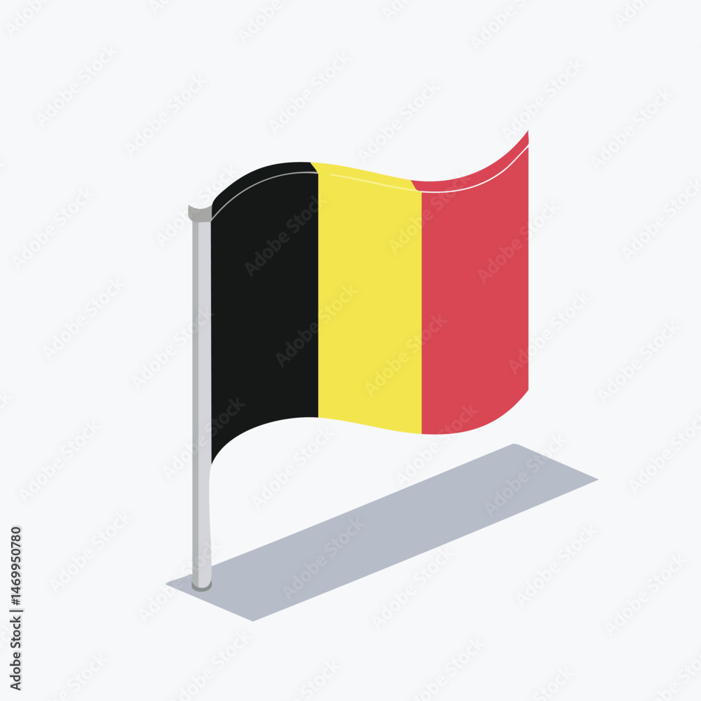 Fototapeta premium Belgium flag Vector Illustration with Flat Design, Clean Line Art, and Modern Minimalist AestheticArt.